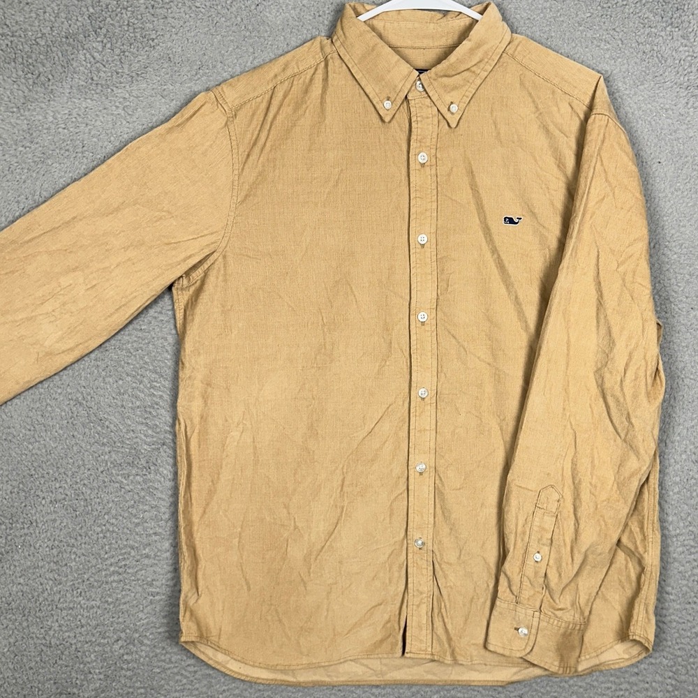 NEW Vineyard Vines Corduroy Whale Shirt Mens Large Classic Fit Khaki Button Down